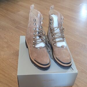 BNIB Marc Fisher Brown Shearling Lugsole Izzie Boots